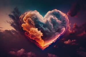 vistoso enamorado día corazón en el nubes generativo ai foto