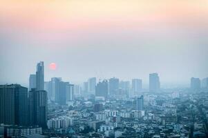 PM 2.5 dust in Bangkok,Capital city are covered by heavy smog, environmental problem photo