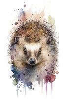 Illustration hedgehog in watercolor. Animal on a white background, photo