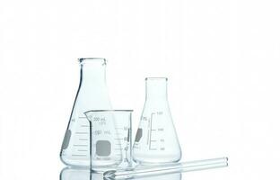 Flasks and measuring beaker for science experiment photo