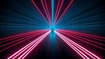 Red neon tunnel background. AI generated photo