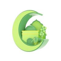 Islamic decoration background with bedug drum, ketupat, ramadan kareem, eid al fitr, eid mubarak, 3D illustration. 3d rendering photo