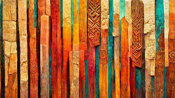 Mayan style wood Artistic colors illustration Content by Midjourney photo