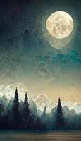 one big full moon background image illustration art Content by Midjourney photo