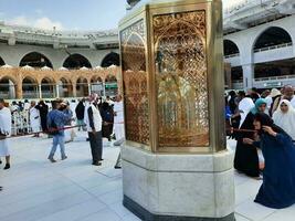 Mecca, Saudi Arabia, May 2023 - Beautiful daytime close-up view of Maqam Ibrahim in the courtyard of Masjid al-Haram, Mecca. photo