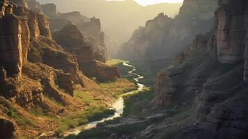 paisaje de un cañón. naturaleza fotografía. ai generado foto