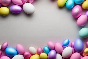Easter Eggs Background With Al generative photo
