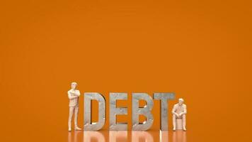 The man figure and debt text for Business concept 3d rendering photo