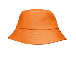 orange bucket hat isolated on white background photo