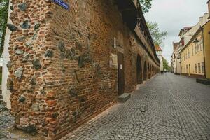 Medieval street with historical buildings in the heart of Romania. Sibiu the eastern European citadel city. Travel in Europe photo