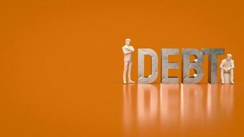 The man figure and debt text for Business concept 3d rendering photo