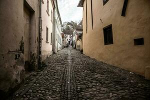 A beautiful medieval citadel city of Sighisoara in the heart of Romania, Transylvania travel destination in Eastern Europe. photo