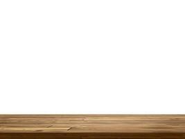 empty wooden table front view isolated on white background photo