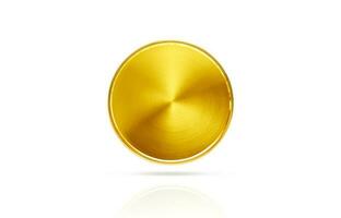 Front view of gold coins floating on white background photo