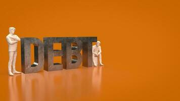 The man figure and debt text for Business concept 3d rendering photo