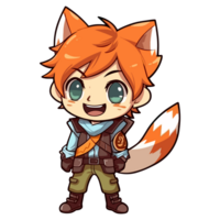 une dessin animé personnage avec une Renard queue ai génératif png