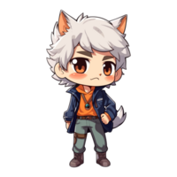 Anime Charakter mit ein Fuchs Schwanz ai generativ png