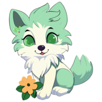 A Cartoon Illustration of an Plant Elemental Wolf png