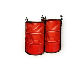 Metal tank for fuel. 3D tank for crude oil chemical products. On white background. photo