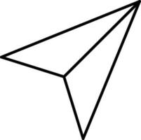 Paper plane or cursor icon in black line art. vector