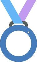 Flat Style Round Medal with Ribbon Icon. vector