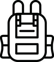 Black line art illustration of Backpack icon. vector