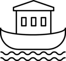 Noah ark icon in black line art. vector