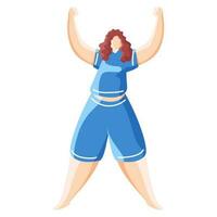 Faceless Modern Young Girl Raising Hands in Standing Pose. vector