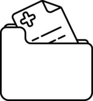 Medical Folder icon in black line art. vector