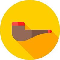 Red and Brown Smoking pipe icon on yellow circular background. vector