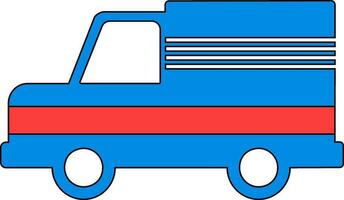 Flat icon of truck in blue and red color. vector