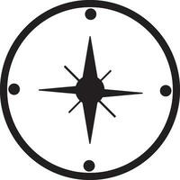 black and white compass in flat style. vector