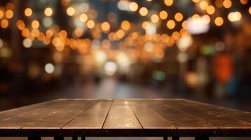 close up view of the Empty table and the blurry background Created With Technology photo