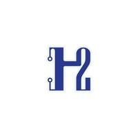 logo letra h2 tecnología vector