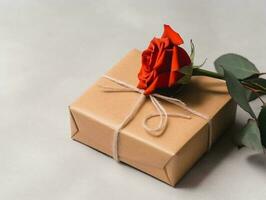 Floral gift composition for special celebrations with copy space photo