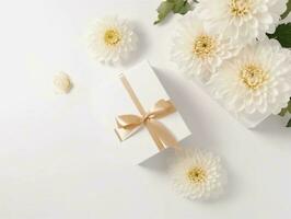 Floral gift composition for special celebrations with copy space photo