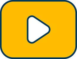 Play Button Icon In Yellow And White Color. vector