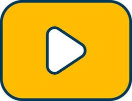 Play Button Icon In Yellow And White Color. vector
