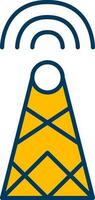 Signal Tower Icon In Yellow Color. vector