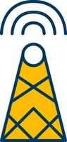 Signal Tower Icon In Yellow Color. vector