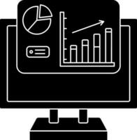 black and white Color Infographic In Desktop Screen Or Dashboard Icon. vector