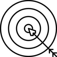 flecha golpear en objetivo tablero línea Arte icono. vector