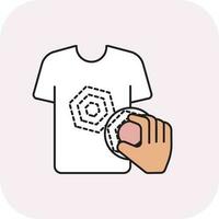 Handmade With Exclusive Hexagonal Pattern Printing On T-Shirt Line Art Icon. vector