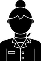 Air Hostess Icon In black and white Color. vector