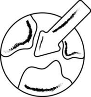 Hand Drawn Globe With Arrow Icon. vector