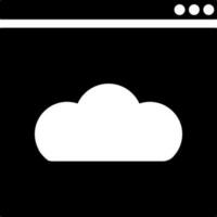 black and white illustration of cloud browser icon. vector