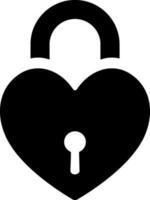 Heart lock glyph sign or symbol. vector