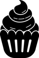 black and white illustration of cupcake icon. vector