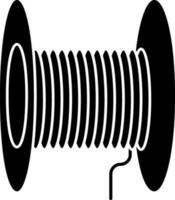 Cable Reel Or Spool Icon In black and white Color. vector