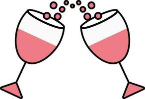 Cheers Drink Glass Icon in Pink Color. vector